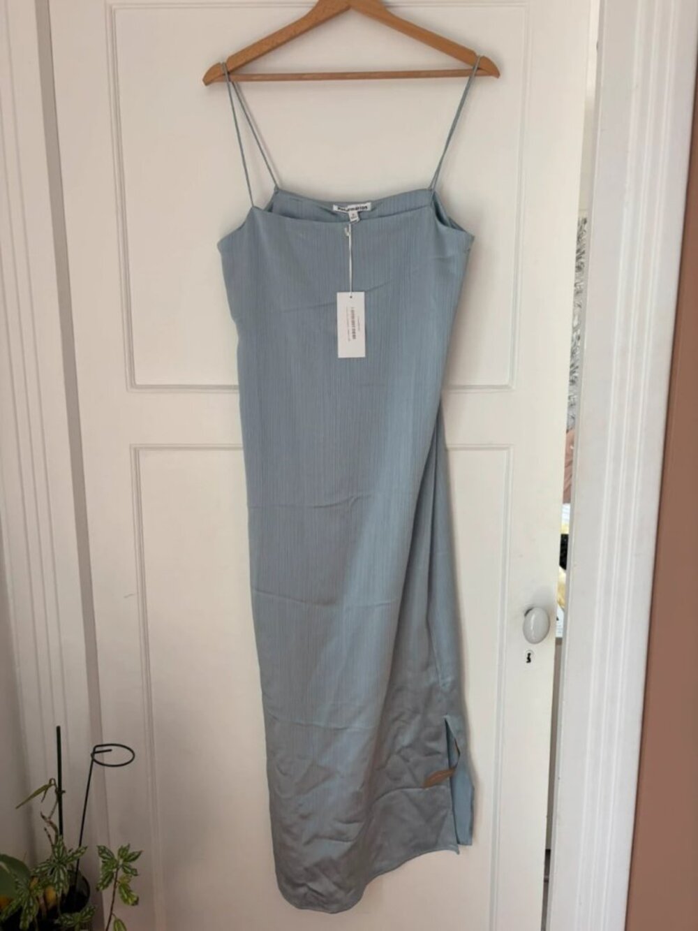 Reformation Yoshe Satin Slip Maxi Dress Light Blue Women's US S